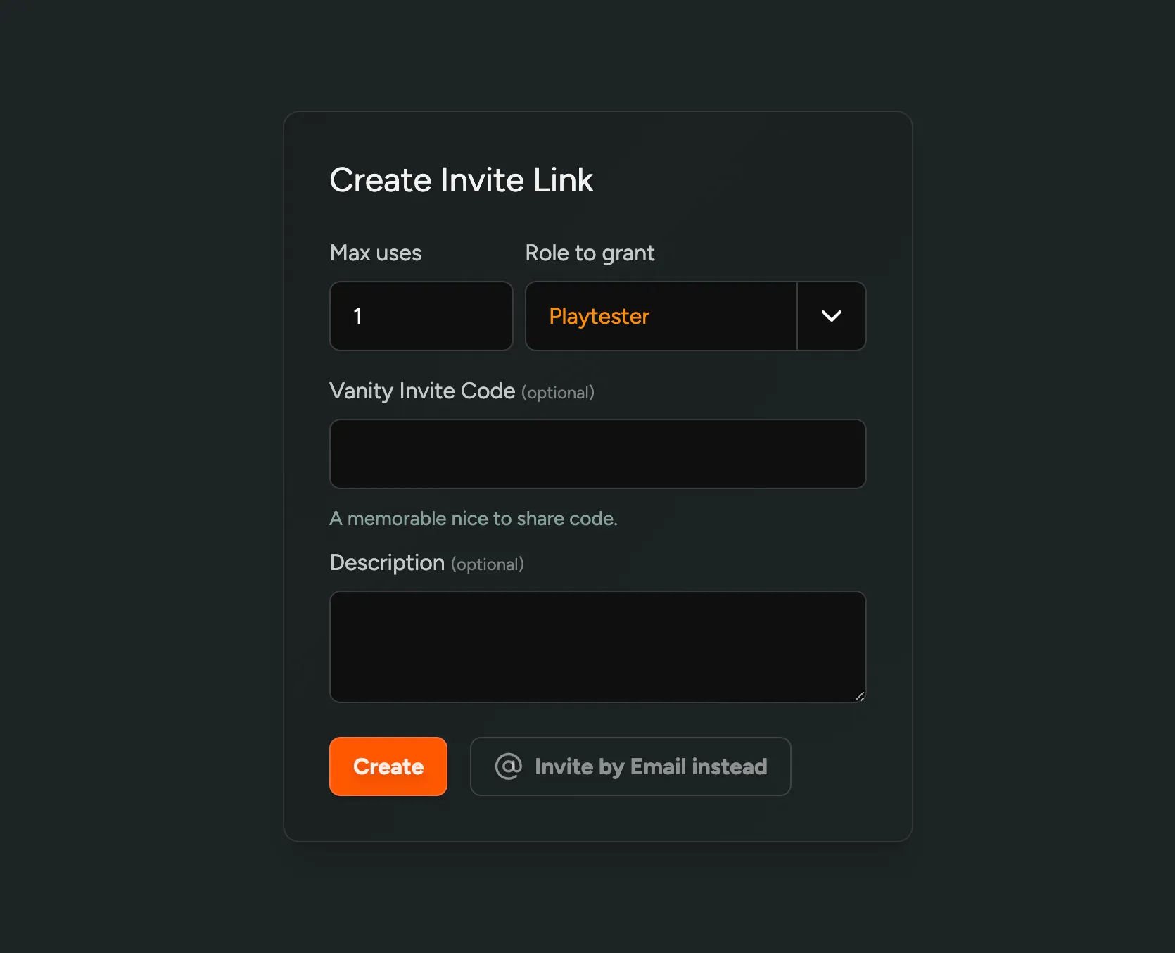 Create Invite Code