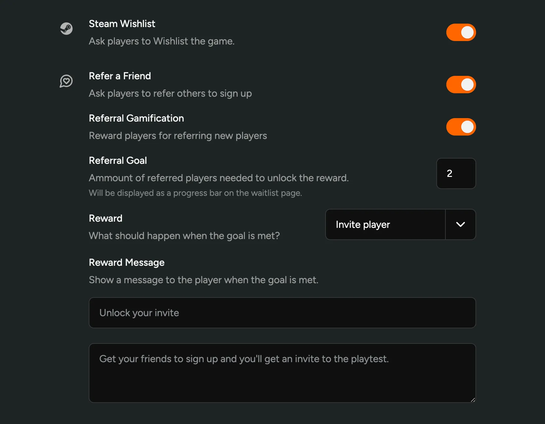 Referral Gamification Settings