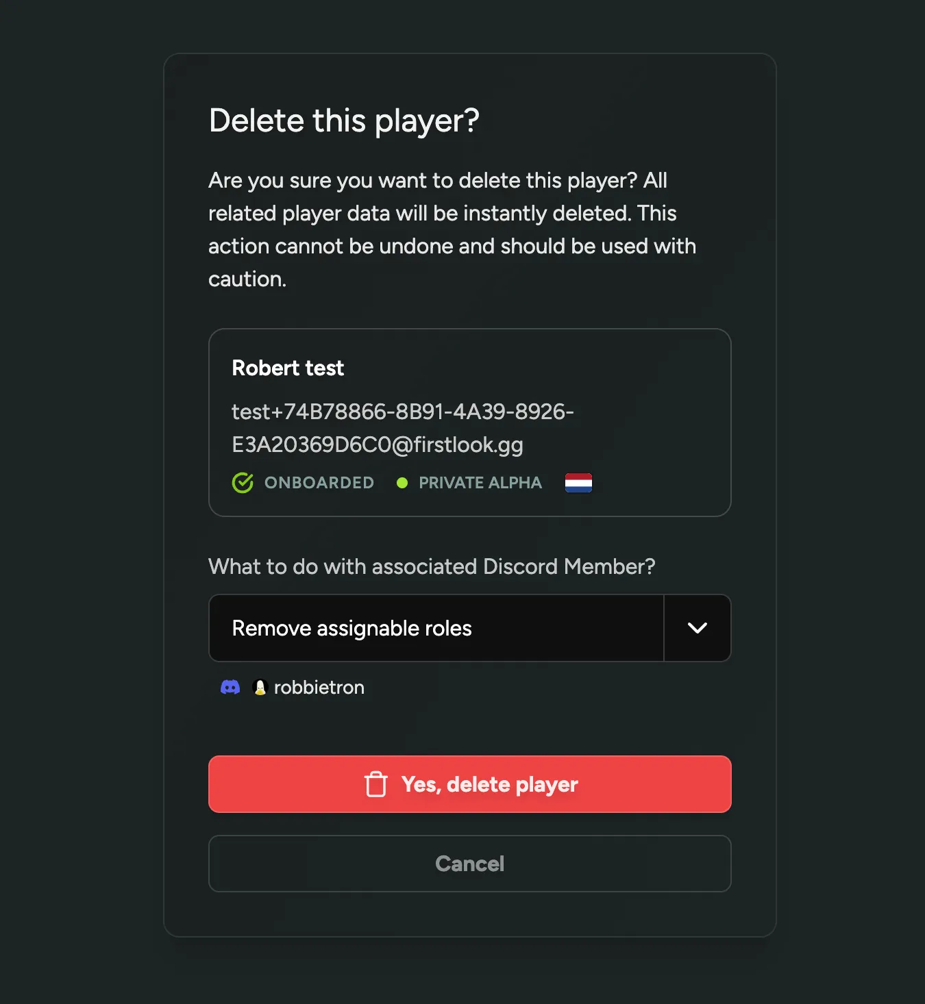 Take action on a player&#x27;s Discord account