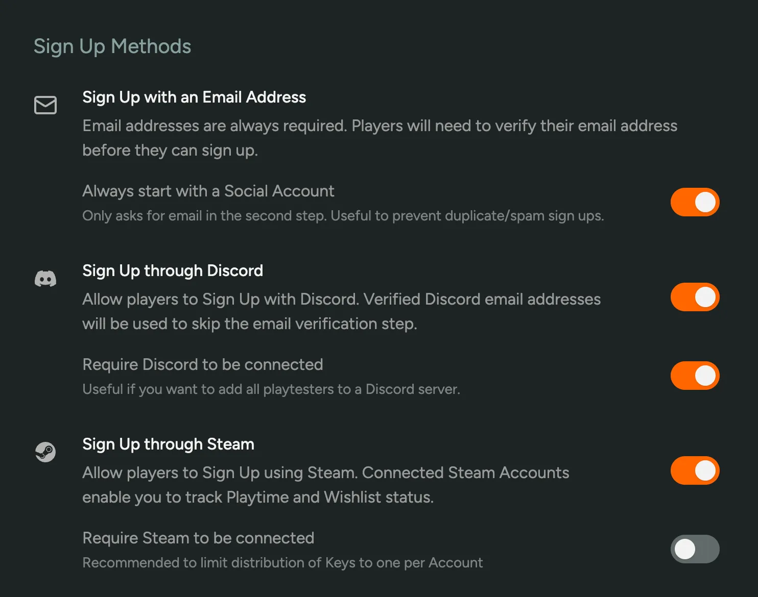 Flow Sign Up Methods