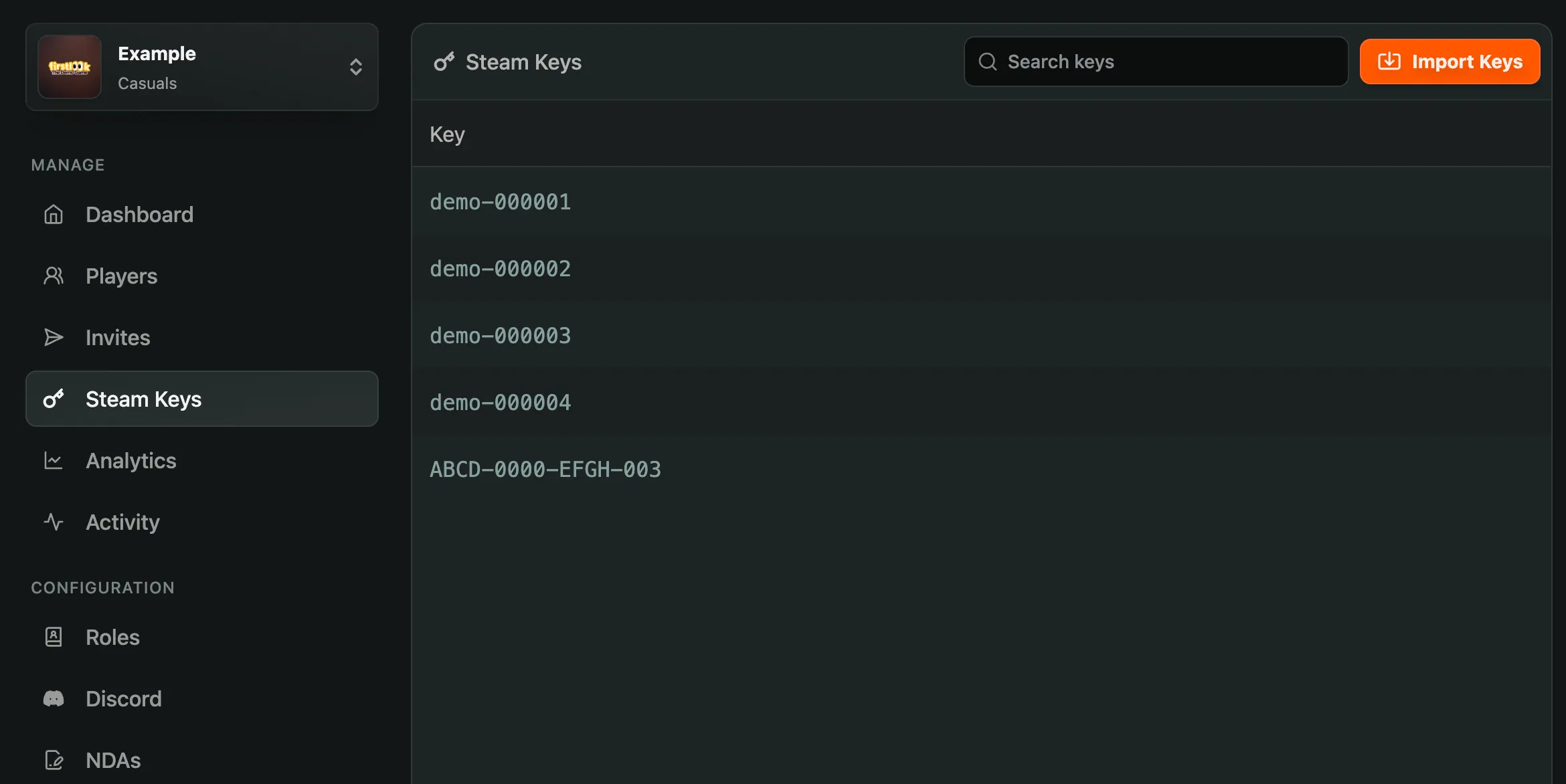 View Steam Keys