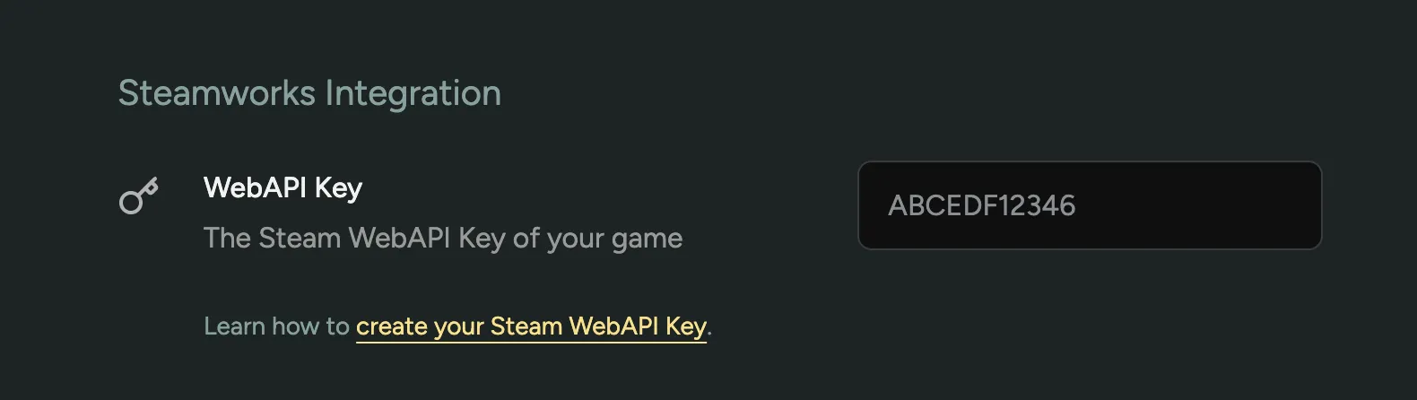 Steam WebAPI Key Settings