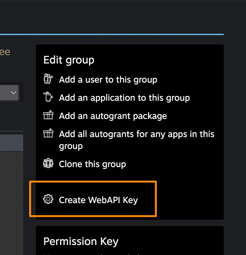 Create WebAPI Key